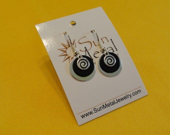 Swirly Girly silver and black earrings (Style #517)