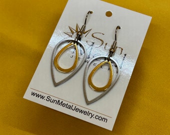 Upside Down Boy You Turn Me Stainless Steel Silver and Gold Earrings (Style #264)