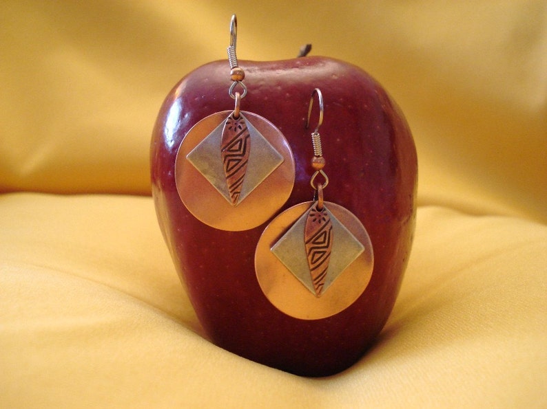 Dawn of a new day copper and silver earrings Style 447 画像 1