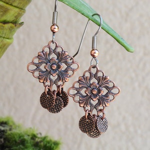 Copper dropper earrings Style 439 image 4