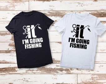 T-Shirt für Erwachsene, Humor für Erwachsene, Angeln gehen, Schwarz oder Weiß, F Ich gehe fischen,