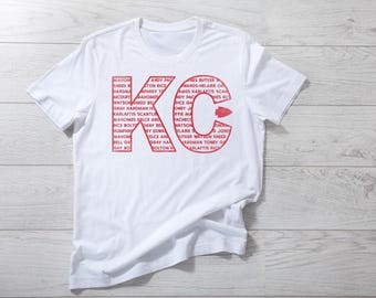 Erwachsenes KC Chef-T-Shirt, Rot, Gelb, Schwarz, KC-Namen, KC-Chiefs, Fußball, Chiefs Football, Chiefs Kingdom, Unisex