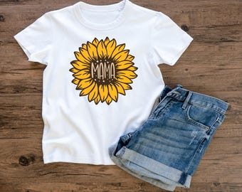 Sonnenblume Mama T-Shirt für Erwachsene, Sonnenblume, Mama, Muttertagsgeschenk, Geburtstagsgeschenk, Sonnige Mama, Blume, Floral, Mama, Mama