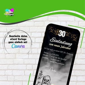 Invito per il 30° compleanno – RIP 20s Modello Canva per l'auto-editing
