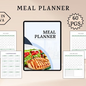 Editable & Printable Meal Planner | Weekly Meal Tracker PDF | Grocery List and Nutrition Log | Food Journal | Instant Download
