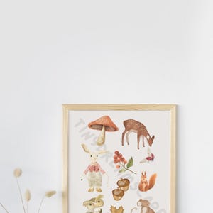 Woodland Wildlife Print, Art Print, Children Wall Decor, Kids Wall Art, Baby Room Wall Art, Nursery Illustration, Children Art