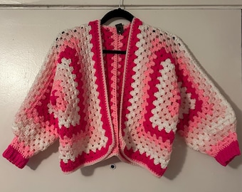 Handmade Crochet Hexagon Cardigan | Custom Color Block Granny Square Sweater