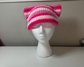 Crochet Striped Cat Ear Beanie | Brilicious Stitches