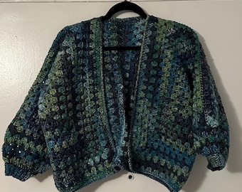 Handmade Multicolor Crochet Hexagon Cardigan Granny Stitch