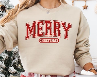 Merry Christmas Sweatshirt, Festive Holiday Pullover