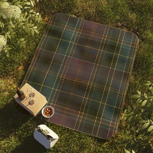 Tartan Picnic Blanket Waterproof Backing Outdoor Mat Large Family Beach Throw Portable Camping Travel Accessory Carrying Strap Fleece image 6