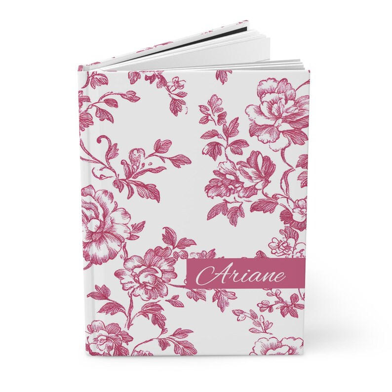 Personalized French Red Toile Journal, Elegant Vintage Floral Writing ...