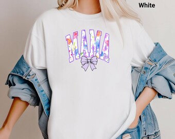 Mama Graphic TShirt, Coquette Bow, Cute Mama Shirt with Coquette Bow, Spring Floral Mama Graphic Tee, Mothers Day Mama Shirt