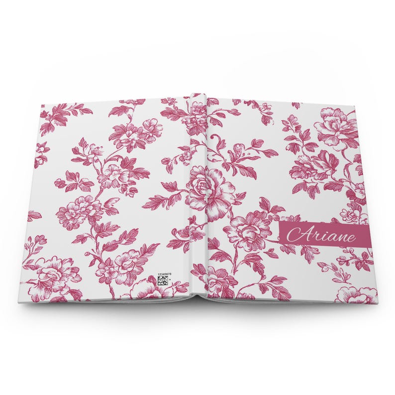 Personalized French Red Toile Journal, Elegant Vintage Floral Writing ...