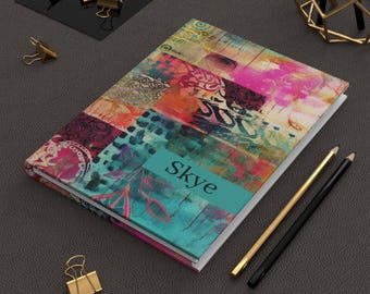 Personalized Boho Hardcover Journal, Colorful Notebook for Creativity, Perfect Gift for Writers, Artists, and Dreamers