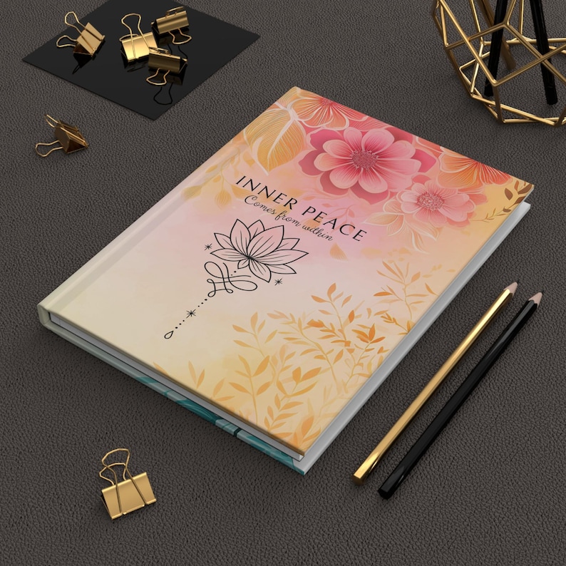 Inner Peace Hardcover Journal, Meditation Notebook, Mindful Gift, Gift for Her afbeelding 1