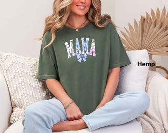 Mama Graphic T-Shirt, Trendy Feminine Tee, Mother's Day Gift, Cute Mom Shirt, Hydrangea Floral Mama Tee, Spring Fashion