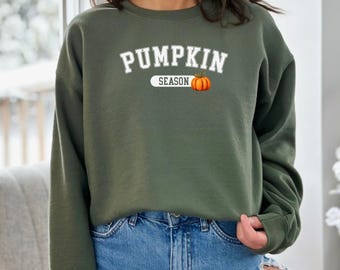 Trui met pompoenmotief, Halloween-trui, trui met ronde hals en pompoenprint, herfsttrui, cadeau voor Halloween, cadeau voor Thanksgiving