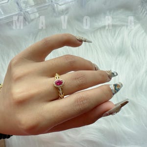 Ruby in 925 Sterling Silver, Rosé Luminance Ring, French Court Inspired, Handmade Jewelry Gift