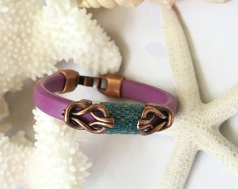 Licorice Leather Plum/ Copper Beaded Knots