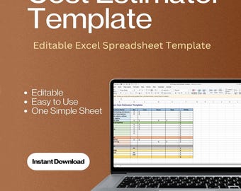Cost Estimate Calculator, Digital Printable Estimate Builder Template, & Estimate Spreadsheet