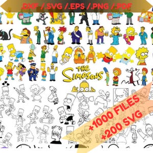 Méga Bundle Cliparts PNG Les Simpsons – +1000 Files | +200 Svg | HD | Téléchargement Instantané | Parfait pour Sublimation & DIY