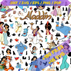 Méga Bundle Cliparts Aladdin – +180 Files | +45 SVG | HD | Téléchargement Instantané | Parfait pour Sublimation & DIY