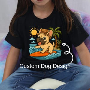 Comfort Colors® Custom Surf Dog Shirt, Personalized Cartoon Pet, Tropical Beach Dog Tee, Cute Dog Gift for Pet Lovers, Vintage Pet Shirt