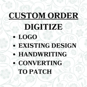 Digitize Your Logo, Handwriting, Simple Design Any Size: Custom Order Embroidery Request Hat Logo Patch Pocket Business Brand Embroidery