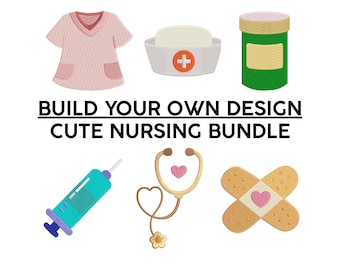 4 Sizes Nurse Bundle - Nurse Life Embroidery Design Nurse Icons Machine Embroidery File Cute Nurse Sweatshirt Embroidery Nurse Gift PES DST