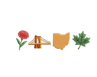 Ohio Embroidery Design, Carnation State Embroidery Flowers, USA Machine Embroidery Pattern Buckeye State Fans Pattern pes dst + multi-format