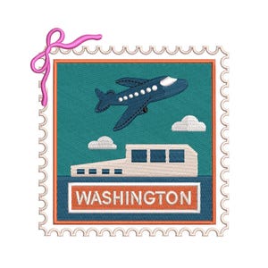 Washington State Embroidery Design, Travel Airplane Seattle Embroidery, USA PNW West Coast City Machine Embroidery pes dst + multi-format