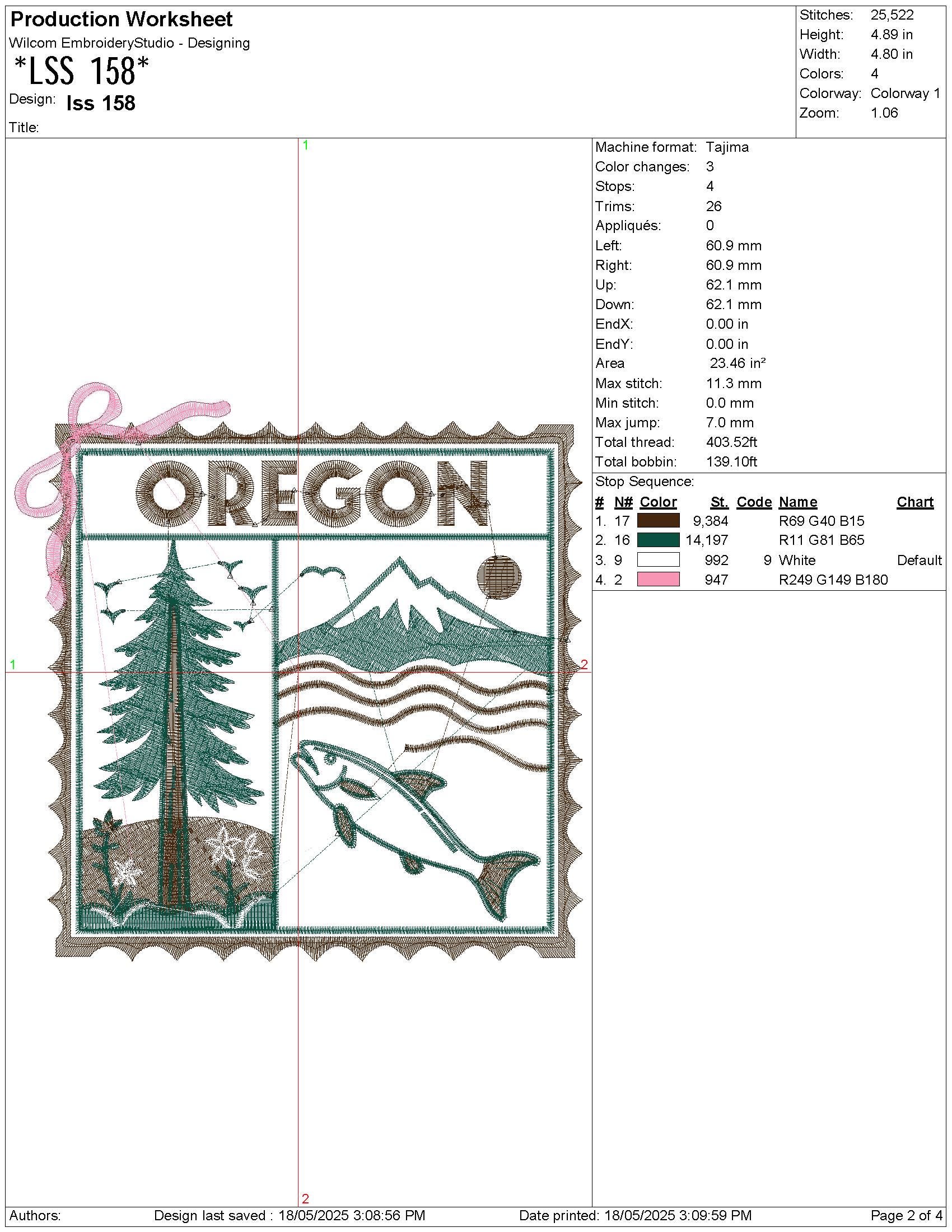 Oregon Pattern Oregon Embroidery Design, USA Embroidery Pattern, Pacific State ...