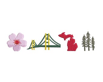 Michigan Embroidery Design, State Flower Embroidery File, USA Machine Embroidery, Midwest USA pes dst + multi-format instant download