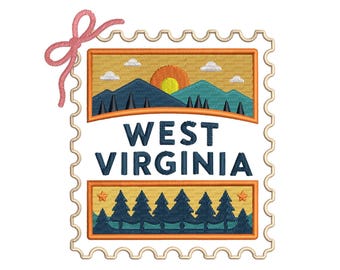7 Sizes West Virginia Embroidery Design, State Emblem Embroidery, Southern State Embroidery, America USA Machine Embroidery pes dst July 4th