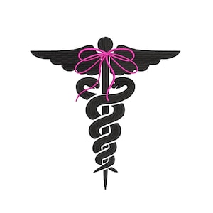 Caduceus Stickdatei, Krankenschwester Stickdatei, Doktor Stickerei, Scrub Maschinenstickerei Medizinische Stickerei rücken dst + mehr