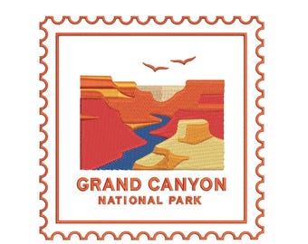 Grand Canyon National Park Stamp Embroidery Design, Arizona Machine Embroidery Travel Pattern USA Outdoor Adventure Camping Digital Download