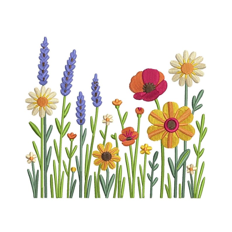 5 Sizes Spring Wildflower Bouquet – Floral Embroidery Designs, Lavender ...