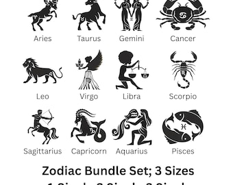 Zodiac Embroidery Designs Bundle, 12 Astrological Birth Zodiac Digital Downloads, Zodiac 12 Signs of the Zodiac Horoscope symbols Astrology