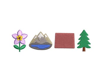 Desenho de bordado do estado do Colorado, arquivo de bordado de viagem para o oeste dos EUA, bordado à máquina no Parque Nacional das Montanhas Rochosas pes dst + multiformato