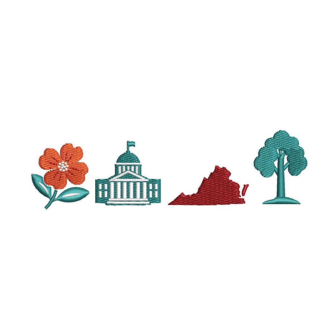 Virginia Design Virginia Embroidery Design, USA State Travel Embroidery, State ...