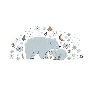 Christmas Embroidery Designs: Polar Bears & Snowflake Magic Embroidery Files, Baby Machine Embroidery Patterns Download, Digitized Holiday