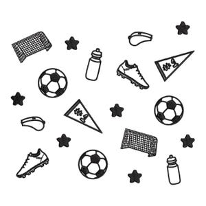 7 storlekar fyrkantigt fotbollsbroderi sömlöst mönster, sportbroderidesign, sportmamma pappa sömlös kudde maskinbroderifil PES DST
