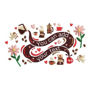 Coffee Embroidery Design, Cozy Season Autumn Digital Download File Cafe Fan Fiction Lovers, Espresso Machine Embroidery Pattern Gift for Her