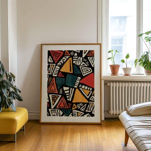 African Abstract Art Print: Modern Tribal Pattern Home Decor