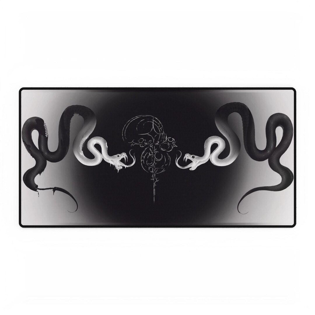 Mirror Snake Skull Desk Mat | Gothic Black Gaming Desk Mat - Etsy