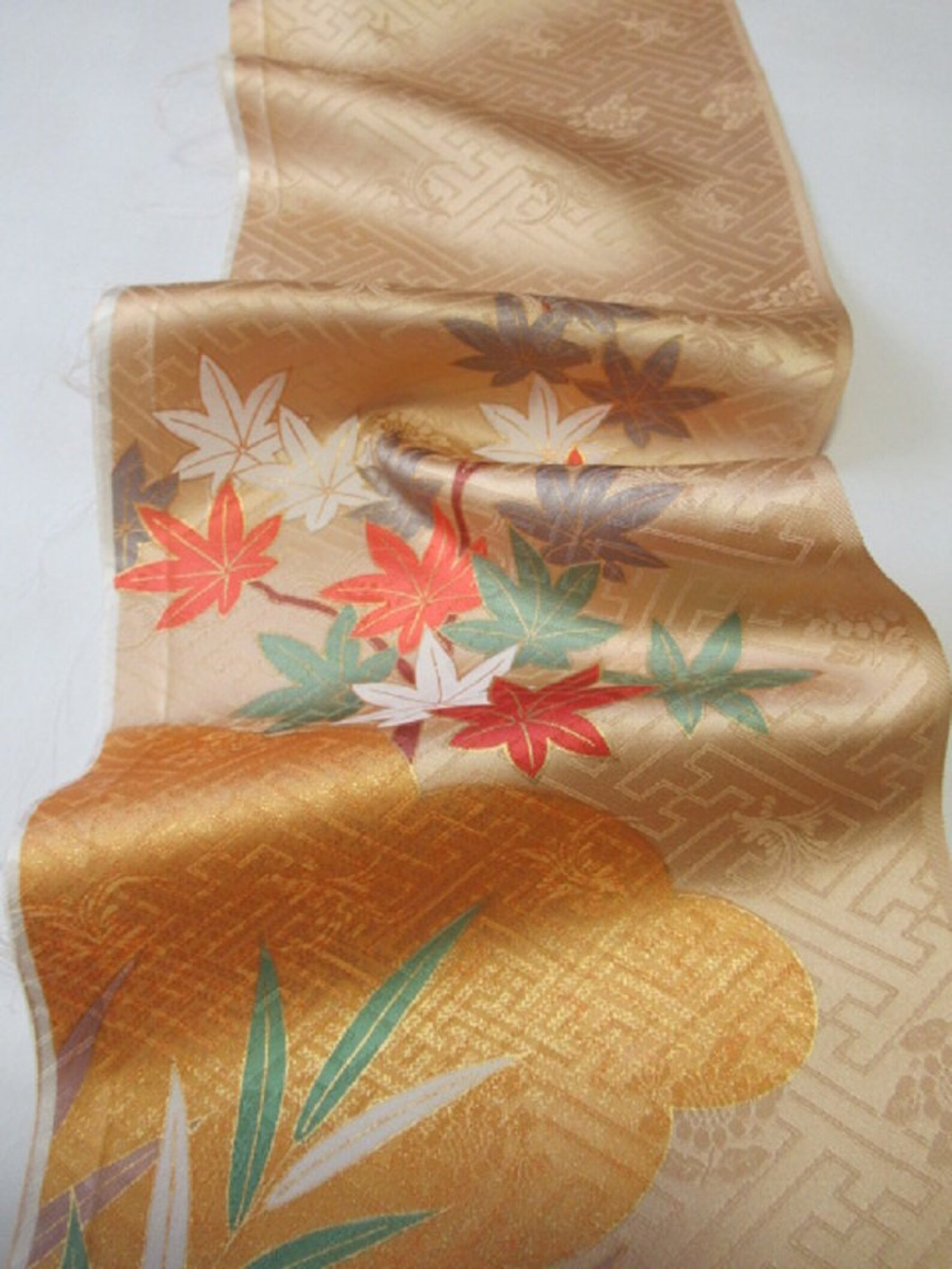 Japanese 100 pure silk cloth from Kyoto Beige Chrysanthemum Etsy