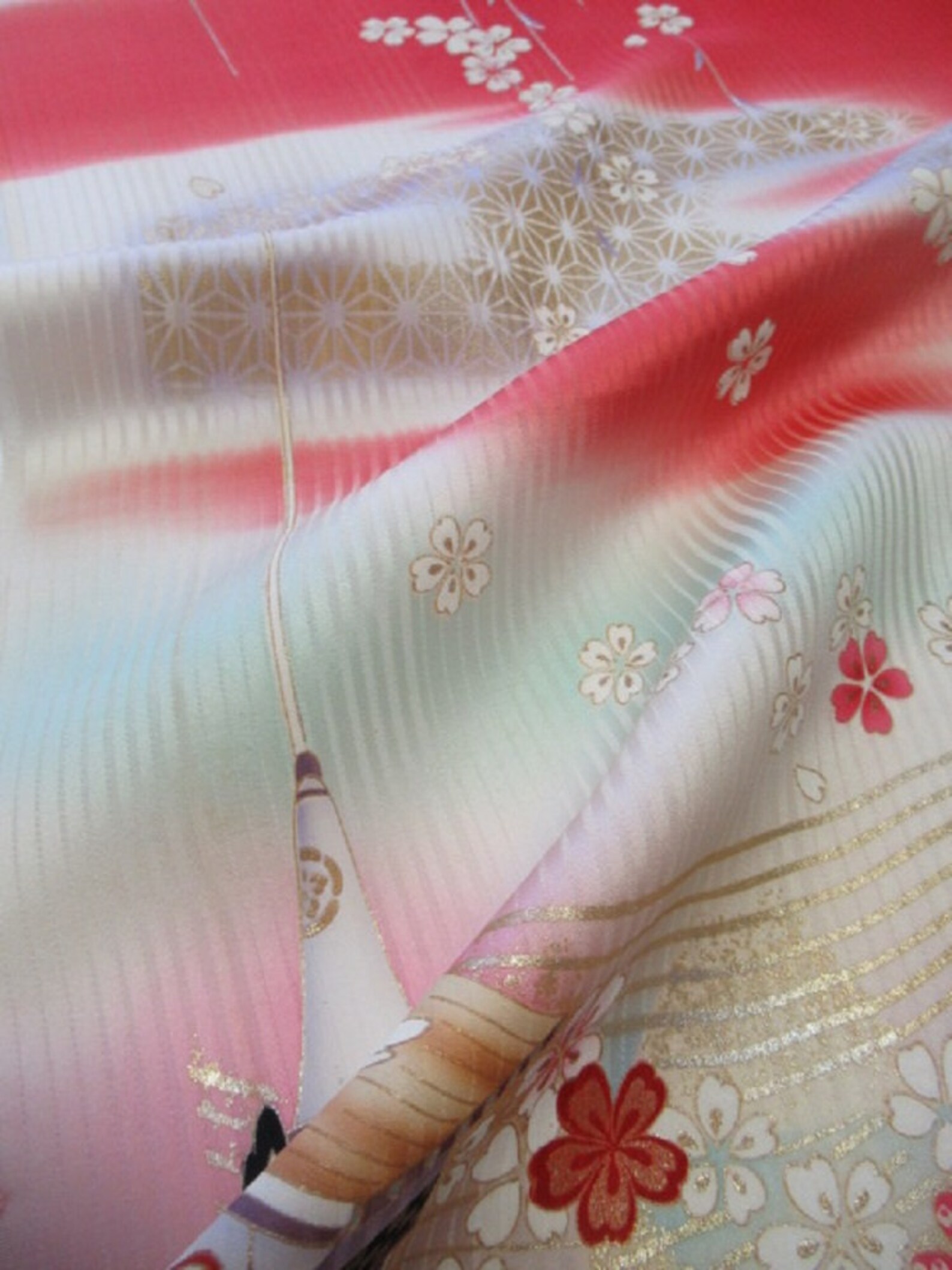 Japanese 100 Pure Silk Cloth From Kyoto Red Cherry Blossoms Etsy