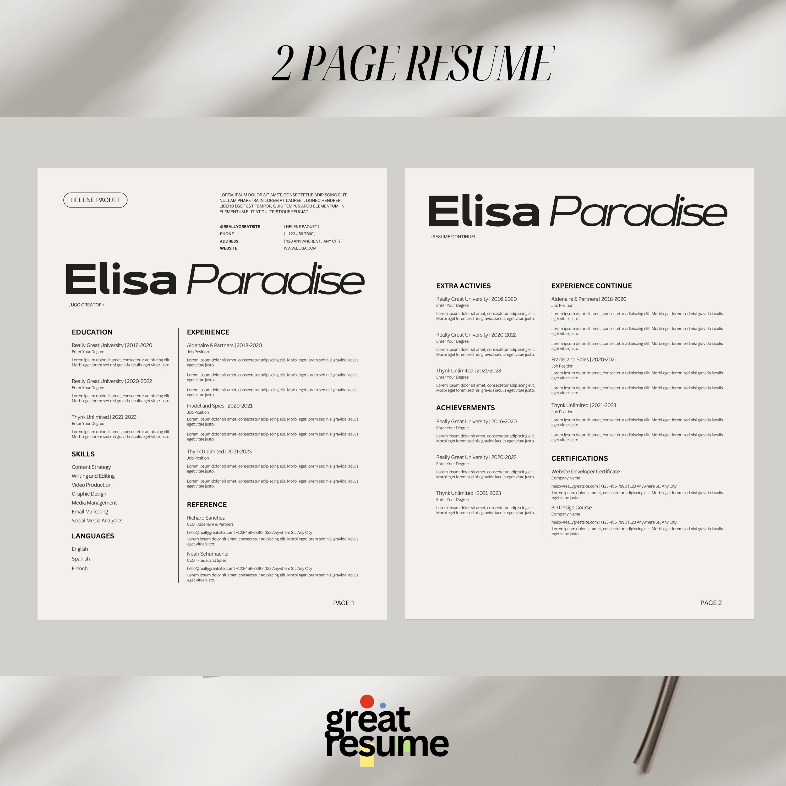 Canva Resume Template With Photo, Cv Template Canva, Creative Resume ...