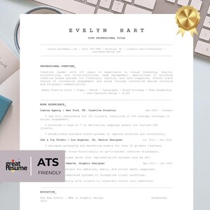 ATS Friendly Resume Template Word, Pages, Google Docs, ATS Resume, ATS Cv Resume Template, Minimalist Resume, Simple Resume, Basic Resume